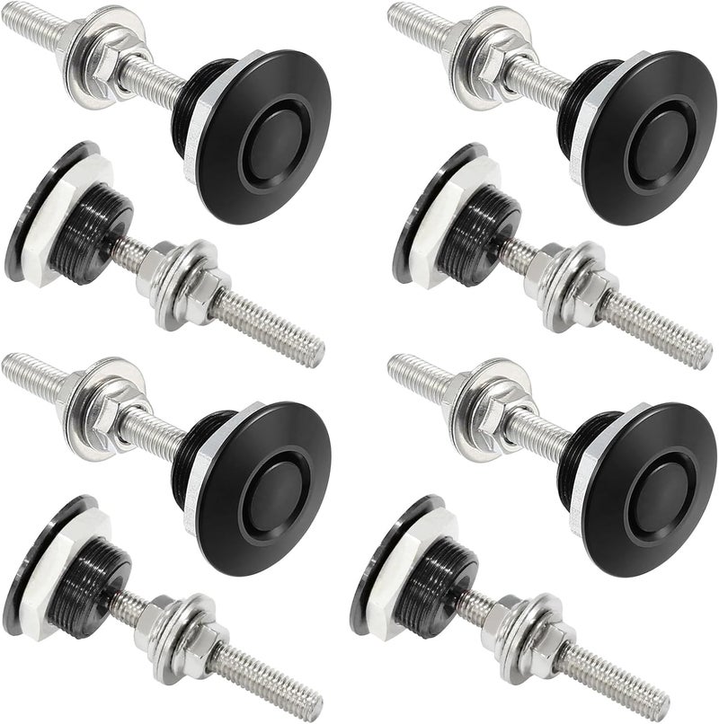 Doaho Packs of 8 Universal Aluminum Vehicle Hood Pins-Quick Release Lock Latch Bumper-License Plate Lock Clip，Quick Release Lock Latch Bumper，Diameter 1.25 inch(Black) - Image 1